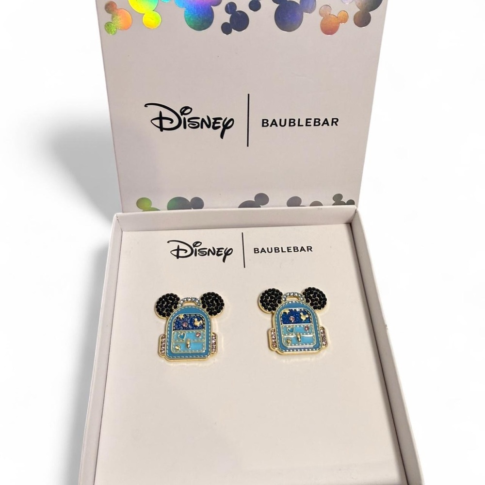 Disney Baublebar Mickey Mouse Jeweled Earrings, Backpacks/ tiny loungefly